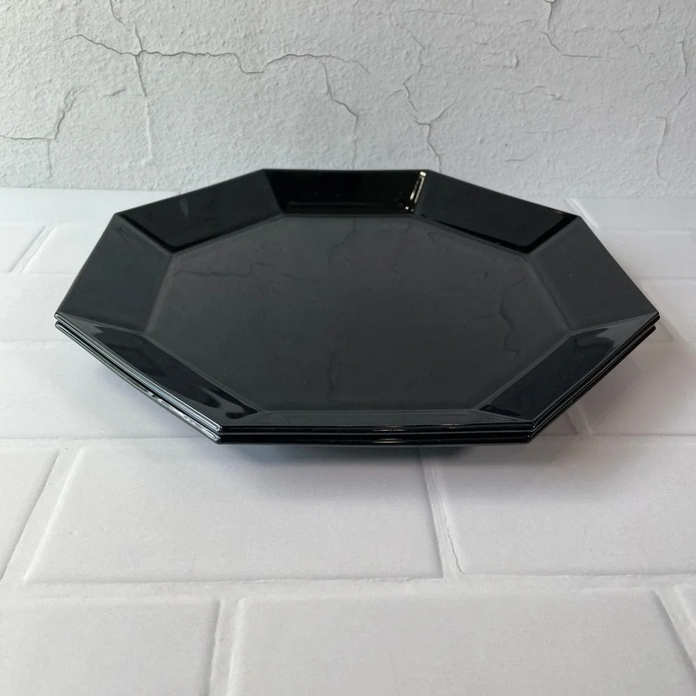 Arcoroc France Octime Black Octagon Glass 12